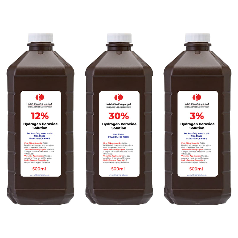 Hydrogen Peroxide Solutions: 3%, 6%, 12%, and 30% Variants | For Acne Scar Treatment, Disinfection, and Cleaning Needs