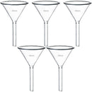 Set of 5 Heavy-Duty Borosilicate Glass Funnels - 40mm Diameter