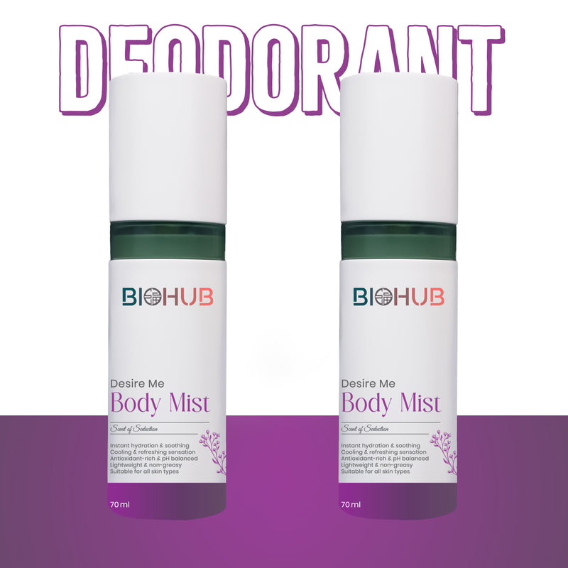 BIOHUB Body Mist Desire Me Deodorant | 70ML | 100% Natural, Plant-Based and Biodegradable Ingredients