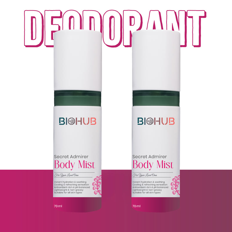 BIOHUB Body Mist Secret Admirer Deodorant | 70ML | 100% Natural, Plant-Based and Biodegradable Ingredients