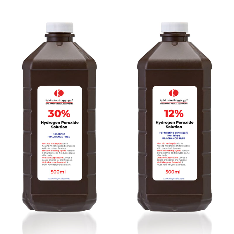 Hydrogen Peroxide Solutions: 3%, 6%, 12%, and 30% Variants | For Acne Scar Treatment, Disinfection, and Cleaning Needs