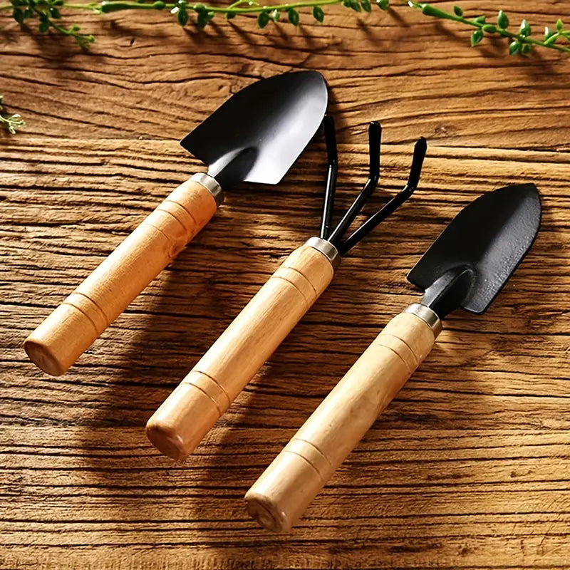 3-Piece Garden Tool Set | Mini Rake, Shovel, and Spade