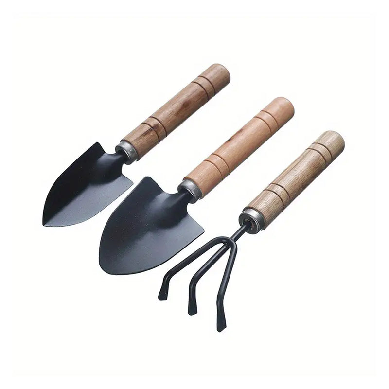 3-Piece Garden Tool Set | Mini Rake, Shovel, and Spade