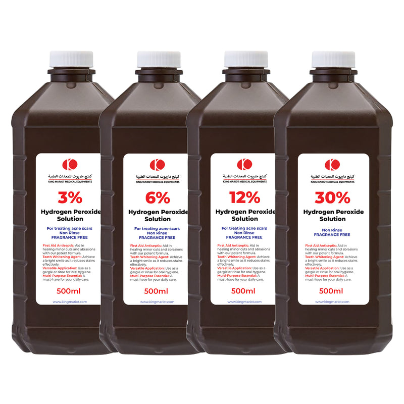 Hydrogen Peroxide Solutions: 3%, 6%, 12%, and 30% Variants | For Acne Scar Treatment, Disinfection, and Cleaning Needs