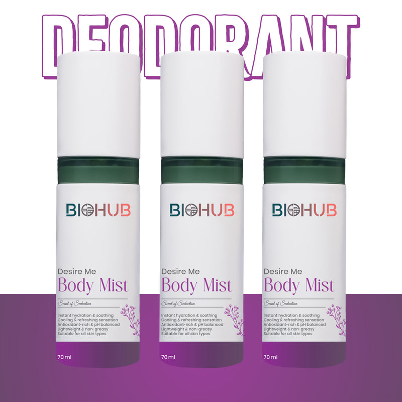 BIOHUB Body Mist Desire Me Deodorant | 70ML | 100% Natural, Plant-Based and Biodegradable Ingredients