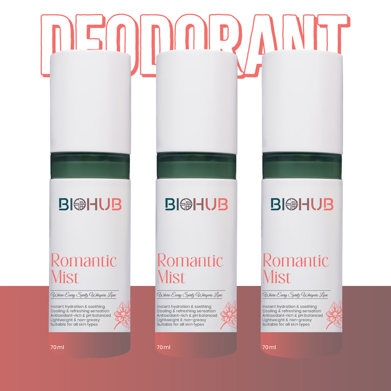 BIOHUB Body Romantic Mist Deodorant | 70ML | 100% Natural, Plant-Based and Biodegradable Ingredients