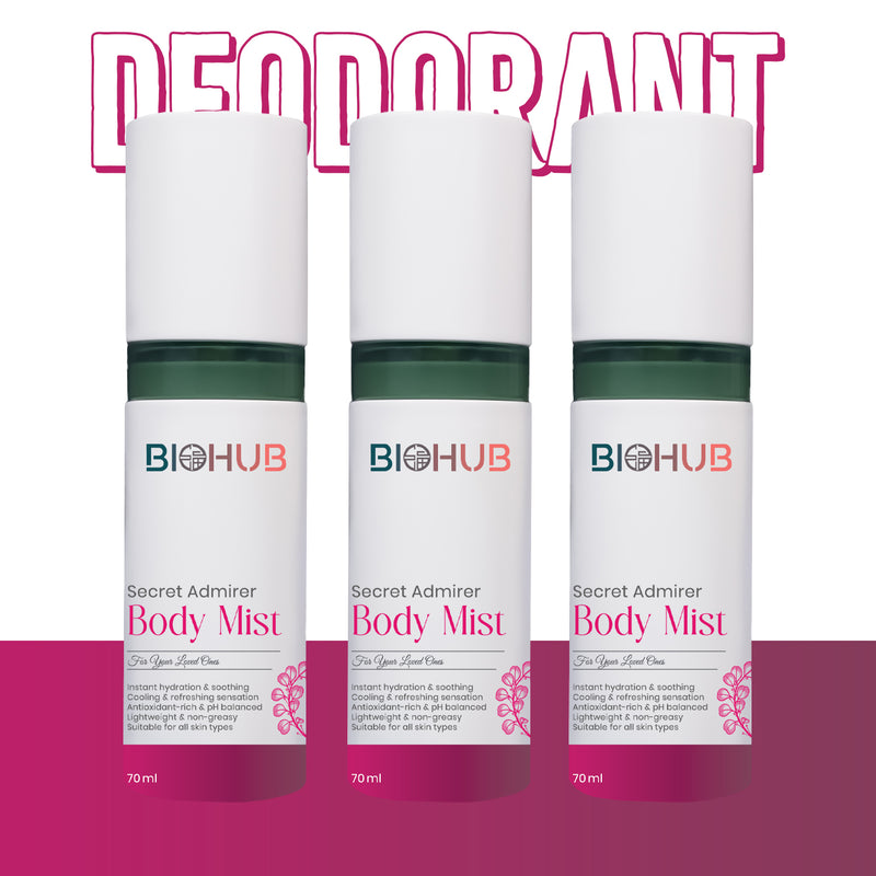 BIOHUB Body Mist Secret Admirer Deodorant | 70ML | 100% Natural, Plant-Based and Biodegradable Ingredients