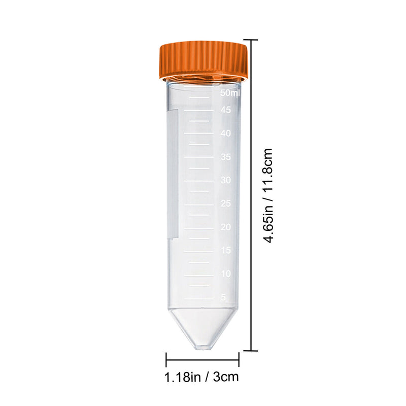 50pcs Conical Plastic Centrifuge Test Tubes 50ml | PP Material