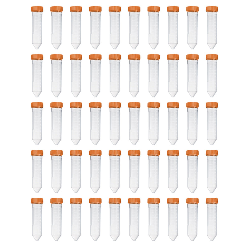 50pcs Conical Plastic Centrifuge Test Tubes 50ml | PP Material