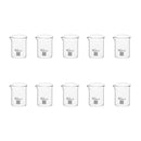 Set of 10 Low Form Thick Borosilicate Glass Beaker 10ml