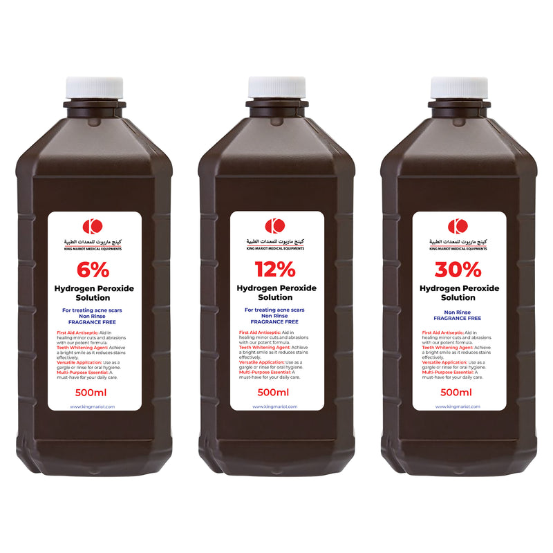 Hydrogen Peroxide Solutions: 3%, 6%, 12%, and 30% Variants | For Acne Scar Treatment, Disinfection, and Cleaning Needs