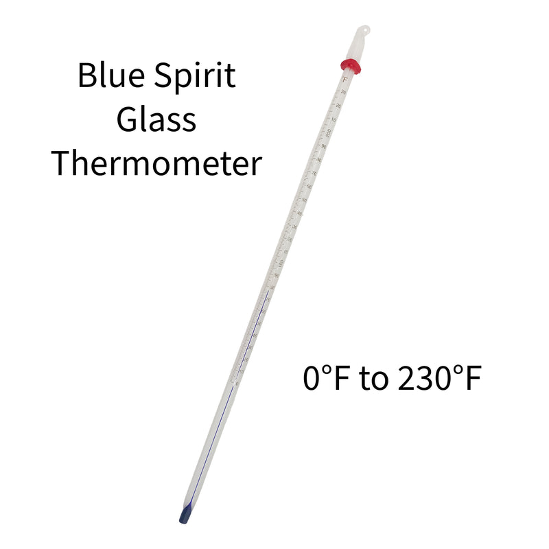 0 to 230°F Graduated White Glass Blue Spirit Thermometer + Protective Case