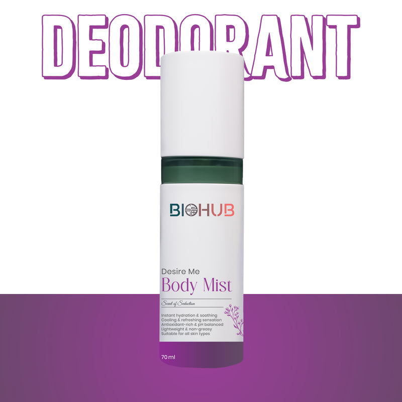 BIOHUB Body Mist Desire Me Deodorant | 70ML | 100% Natural, Plant-Based and Biodegradable Ingredients