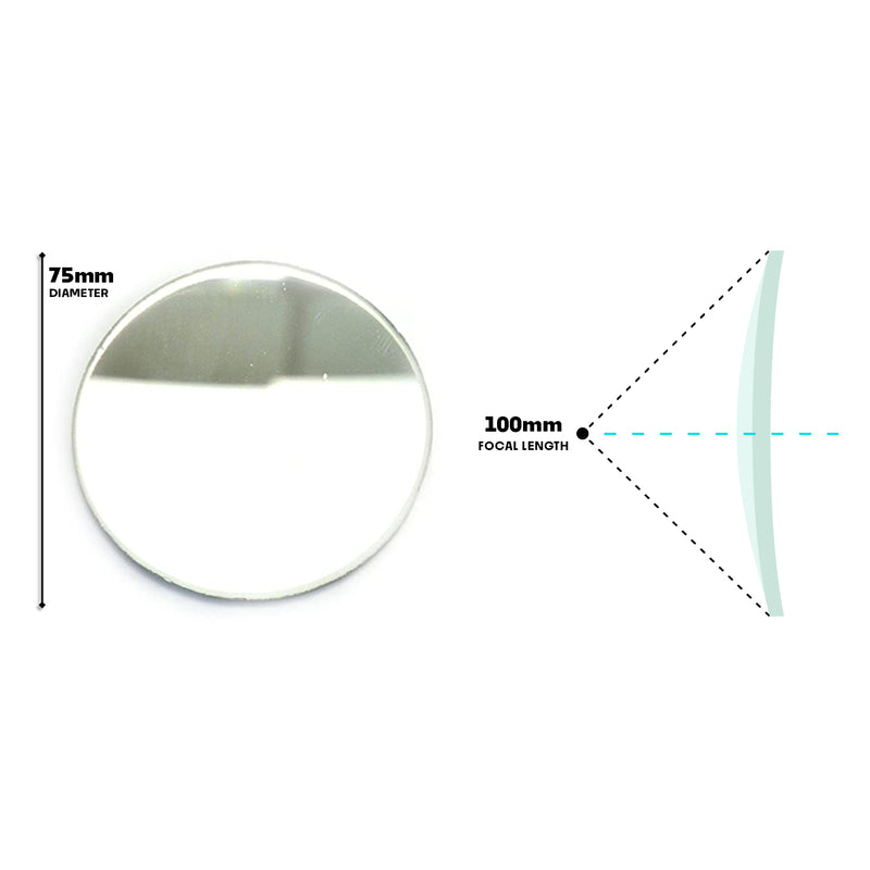 1pcs Convex Mirror Lens | 75mm Diameter and 100mm Focal Length