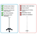 I.V. Stand | Stainless Steel | Strong with 4 Hooks