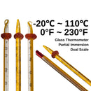-20℃ to 110℃ Glass Yellow Mercury Thermometer + Protective Case