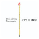-20℃ to 110℃ Glass Yellow Mercury Thermometer + Protective Case