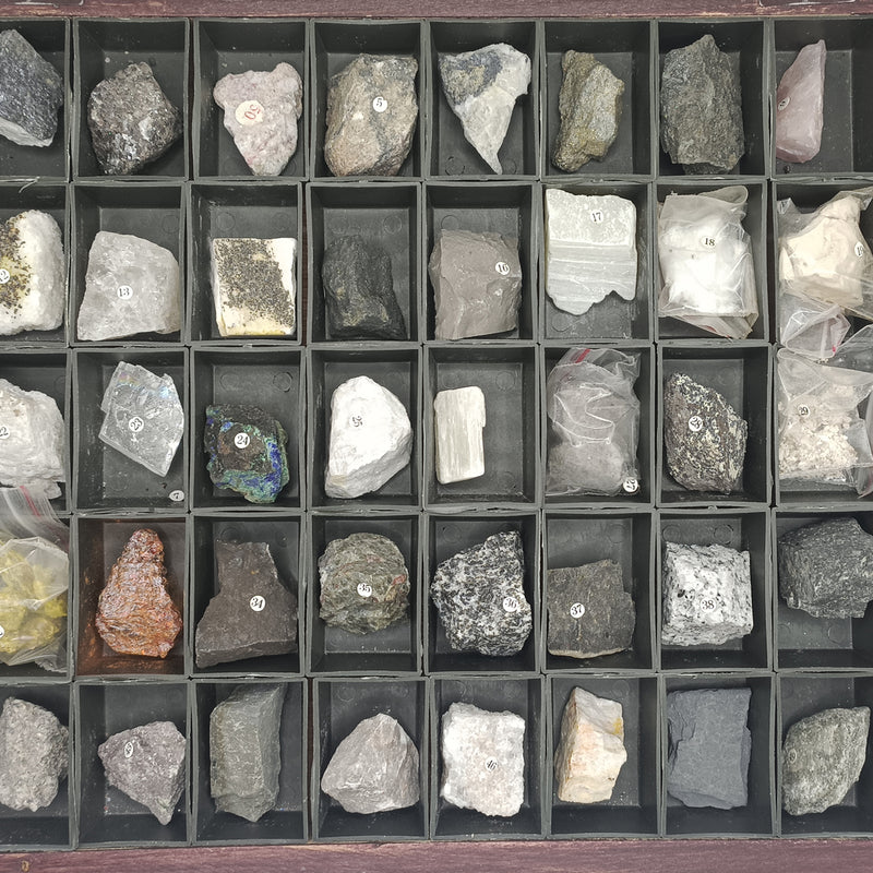 50 Pcs | Mineral Rock Specimen with Wooden Box