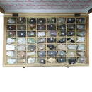 56 Types of Mineral Samples | Wooden Box 41x24x4cm