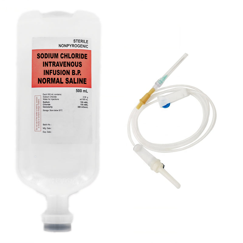 Sodium Chloride 0.9% Intravenous Infusion B.P. (Normal Saline) 500ml + Infusion Set