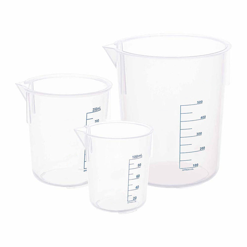 3Pcs | Plastic Beaker Set | 100ML, 250ML, 500ML Capacity