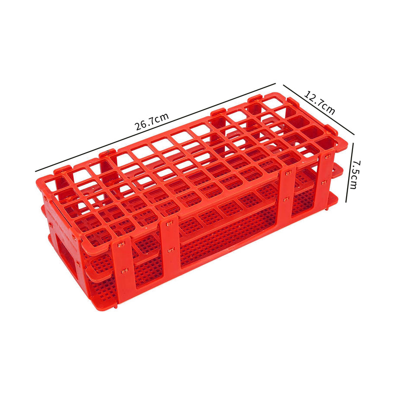 Plastic Test Tube Rack Holder | Color Red | 60 Holes, 3 Layers