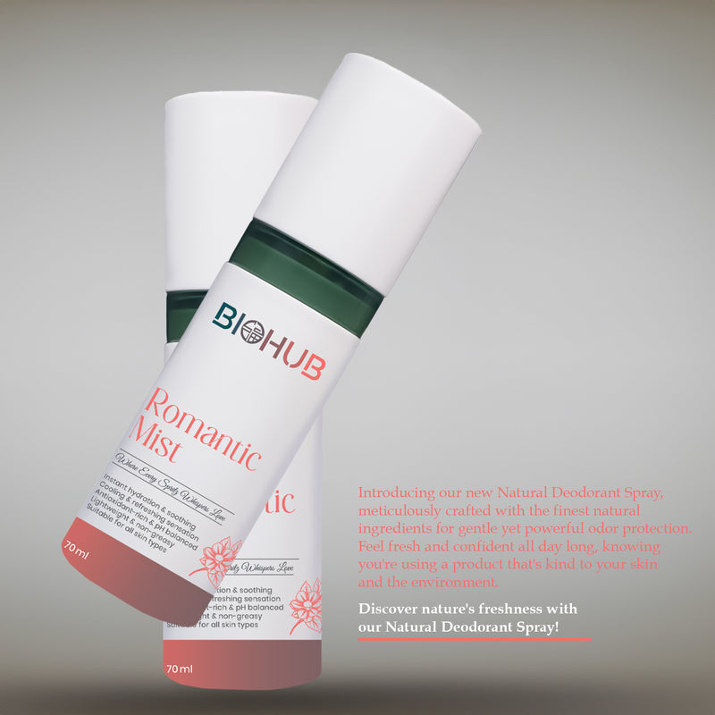 BIOHUB Body Romantic Mist Deodorant | 70ML | 100% Natural, Plant-Based and Biodegradable Ingredients