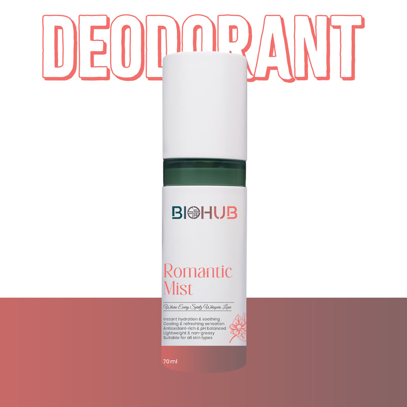 BIOHUB Body Romantic Mist Deodorant | 70ML | 100% Natural, Plant-Based and Biodegradable Ingredients