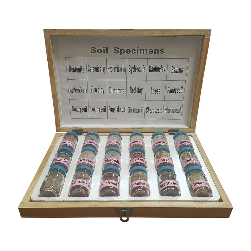 Deluxe Set of 18 Soil Specimens + Wooden Case