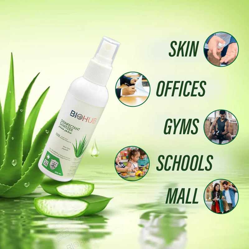 King Mariot Biohub Disinfectant Sanitizer Aloe Vera Infused 100 ML Skin-Friendly Quick Dry Moisturizer