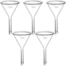 5pcs Heavy-Duty Borosilicate 3.3 Glass Funnels | 75mm Outer Diameter