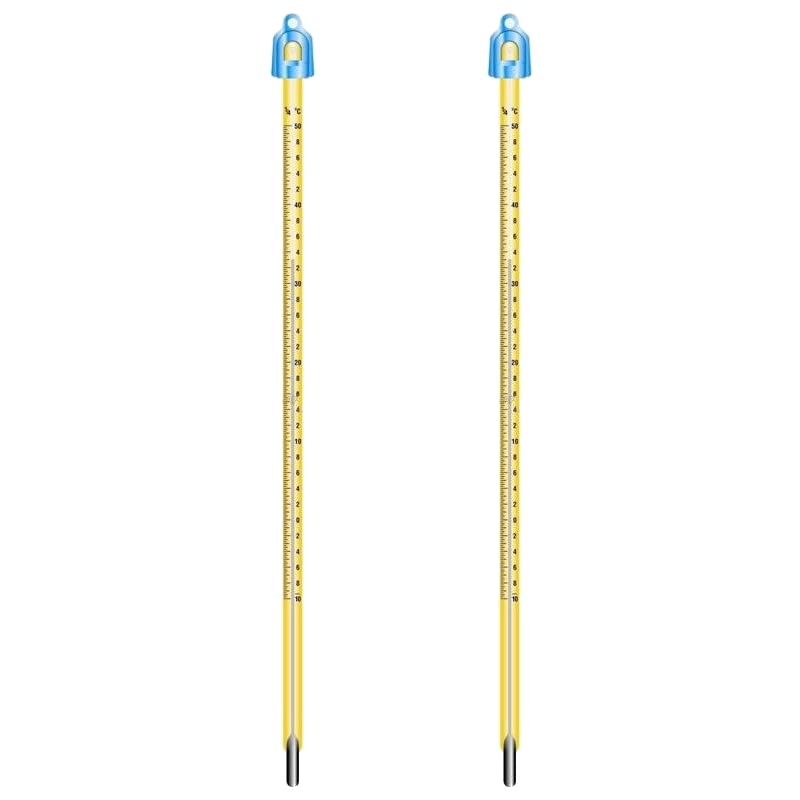 Set of 2 Lab-grade Graduated Glass Mercury Thermometer with Protective Case