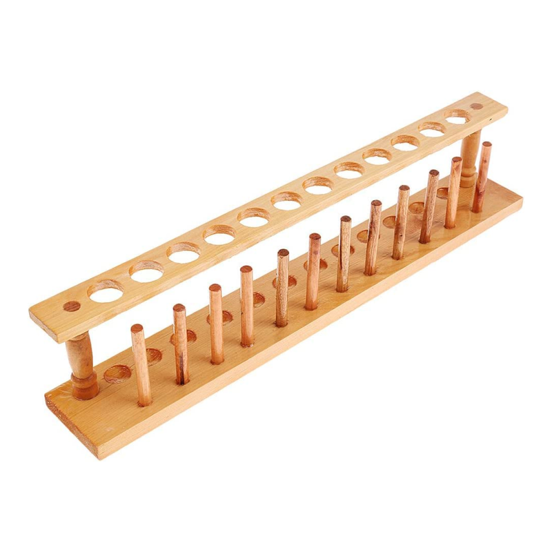 12 Holes Wooden Test Tube Rack with Stand Sticks