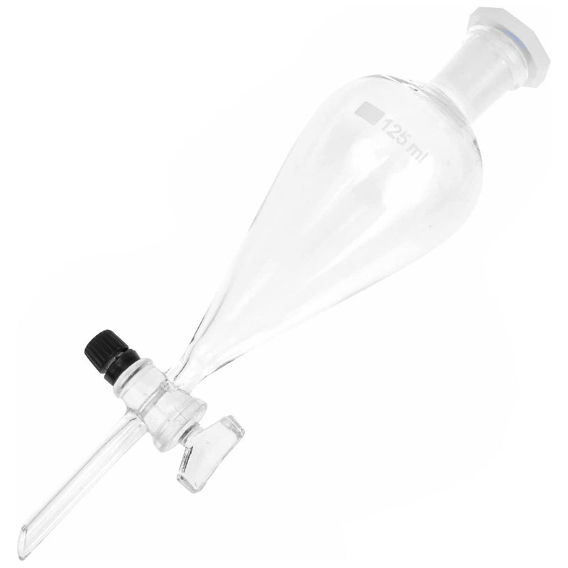 Pack of 2 125ml Capacity Glass Conical Separatory Funnel