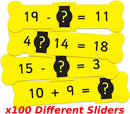 Pack of 100 Addition Subtraction Mystery Math Sliders Perfect