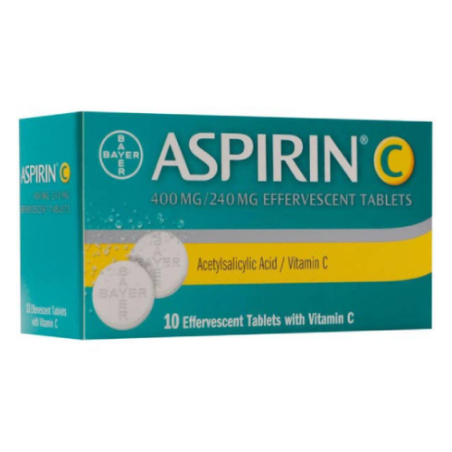 Aspirin-C Effervescent Tablets with 400 mg Acetylsalicylic Acid and 240 mg Ascorbic Acid for Fever and Pain, Tablets 10's