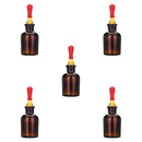 Set of 5 Brown Amber Glass Dropper