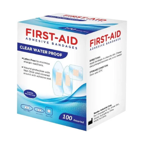 First Aid clear waterproof bandages assorted 100