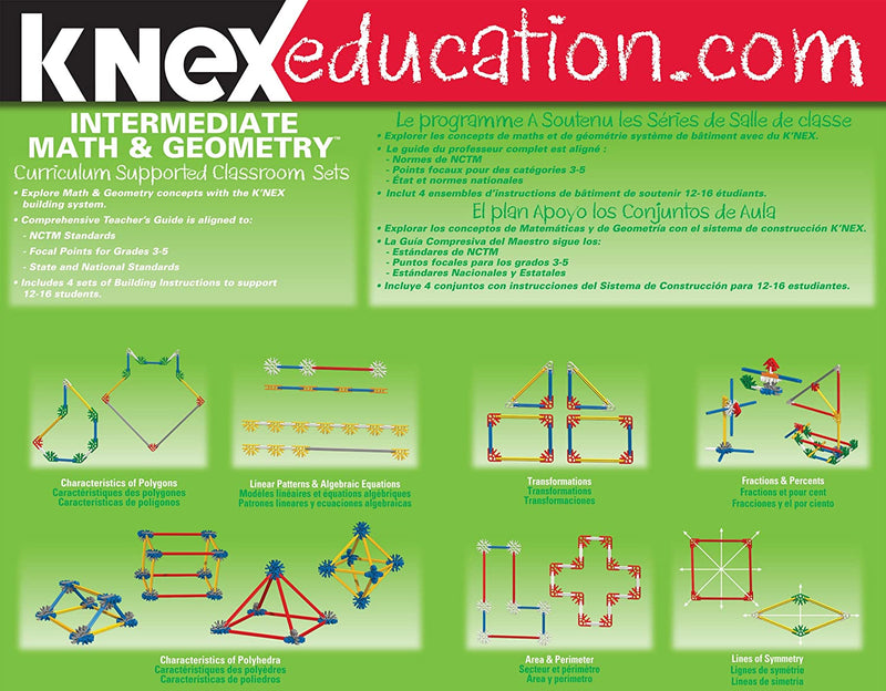 K'NEX Education Stem Intermediate Math and Geometry Building 920 Piece Set