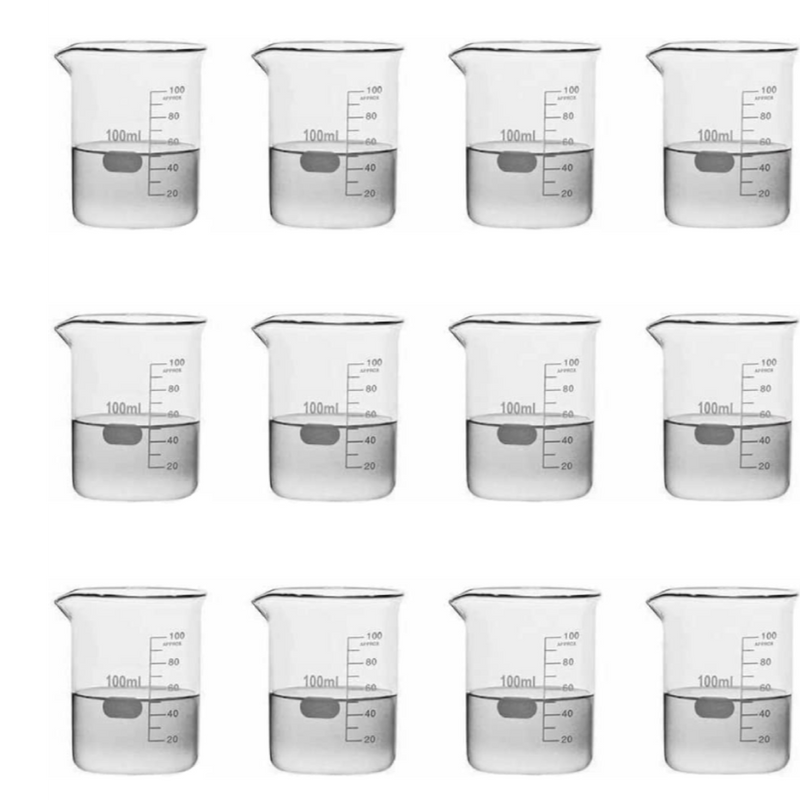 Set of 12 Low Form Thick Borosilicate Glass Beaker 100ml