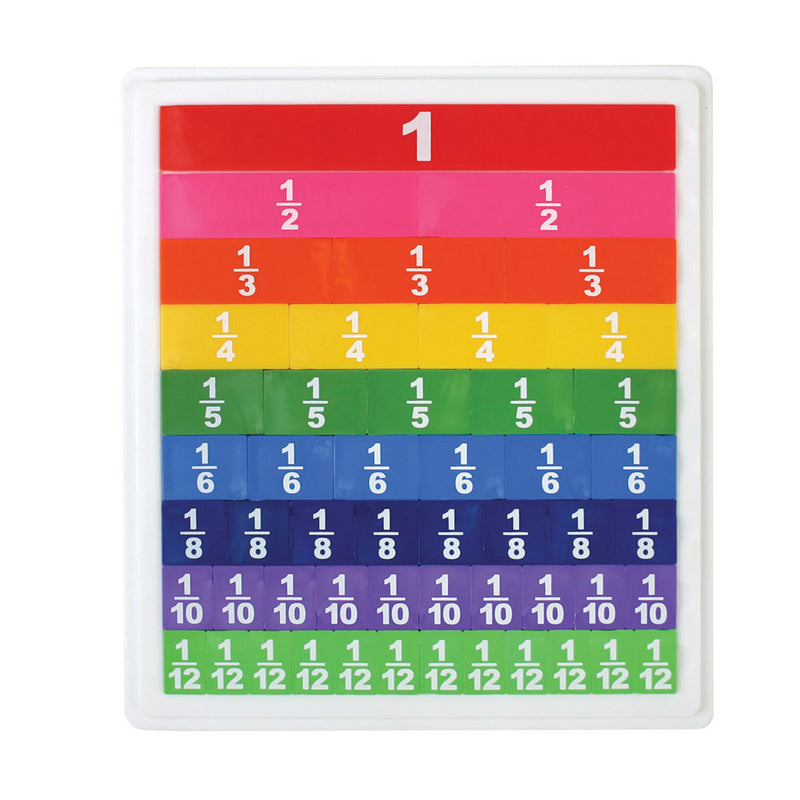 Opaque Fraction Tiles -Set of 51 with Tray