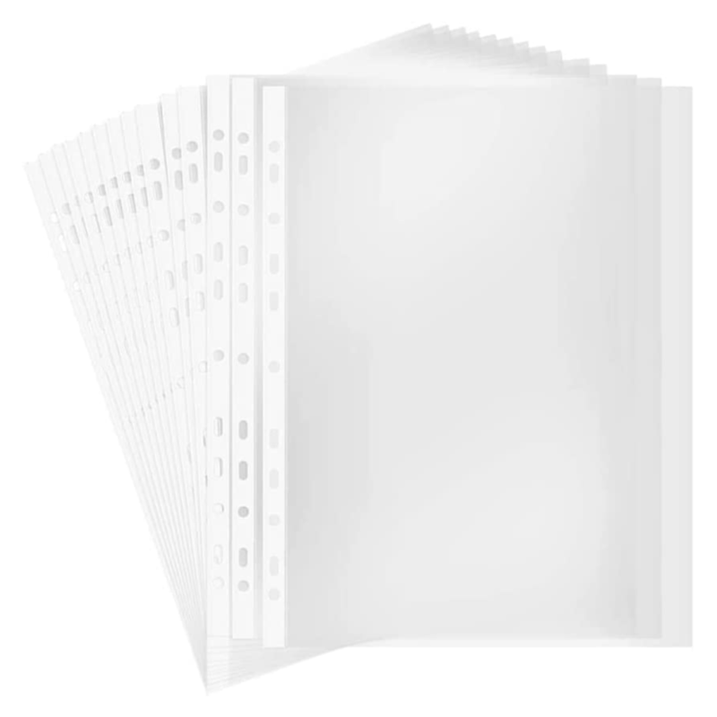 Pack of 250 A4 11 Hole PP Loose Leaf File Letter Clear Page Protectors