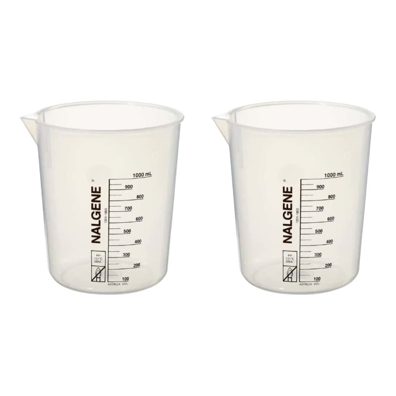 Pack of 2 Polypropylene Griffin Low Form Plastic Beakers