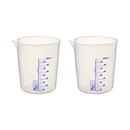 Pack of 2 Heavy Duty Polypropylene Low Form Plastic Beakers Graduated 1000ml Capacity