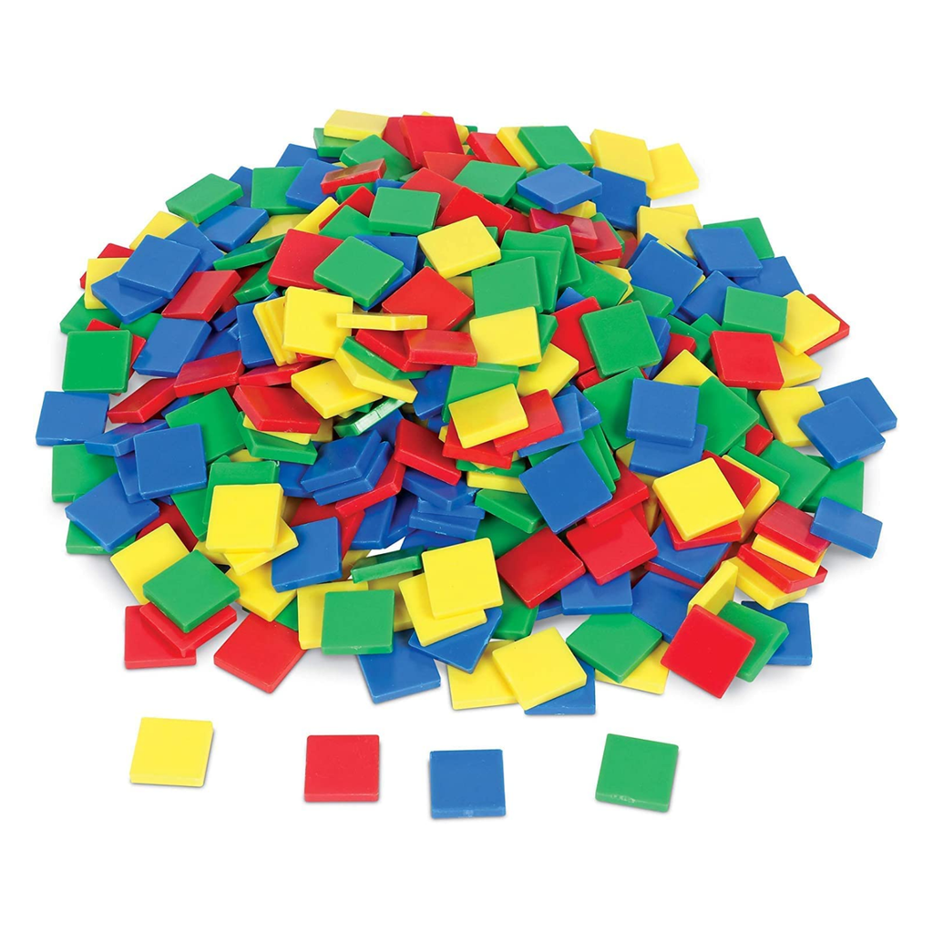 Tile And Count Math Set of 240 Assorted Colored Square Tiles Counting