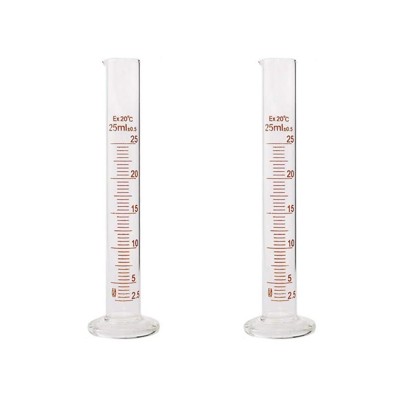 Set of 2 Heavy Duty Glass Graduated Cylinders