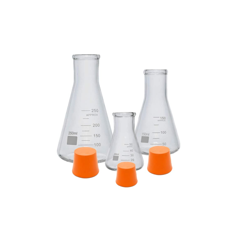 Set of 3 Graduated Borosilicate Erlenmeyer Flask Set