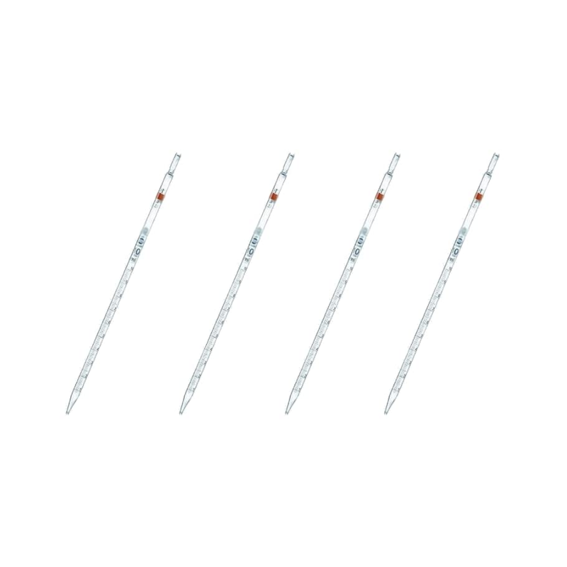 Set of 4 Heavy Duty Glass Graduated Pipette 10ml Capacity.