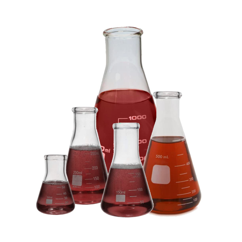 Set of 5 Heavy Duty Glass Graduated Erlenmeyer Flask