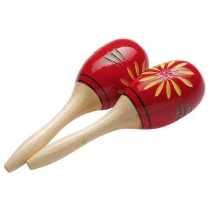 Stagg 11861 Oval Long 26 cm Long Handles Wooden Maracas - Red